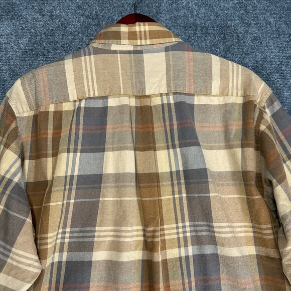 Brooks Brothers Shirt Mens Large Button Down The Original Polo Tan Plaid Flannel - Picture 7 of 7